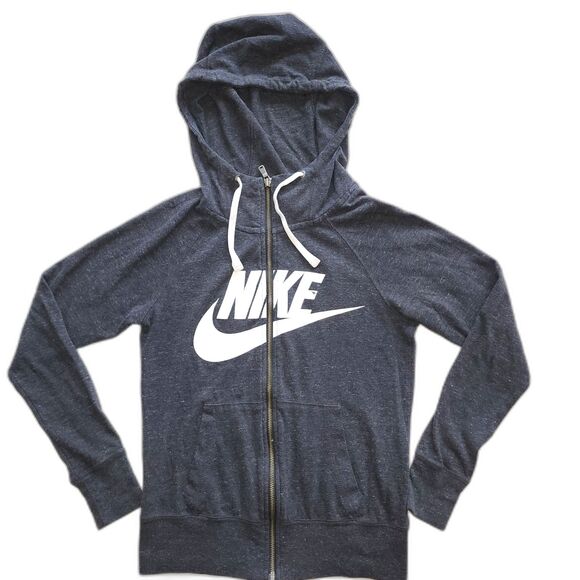 Nike Full Zipper Front Grey Hooded Sweatshirt Size XS - Picture 1 of 10